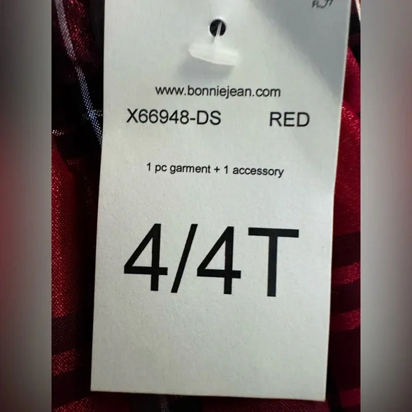 NWT-Bonnie Jean Red and Black Plaid Dress Set - Picture 5 of 5